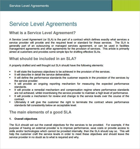 Service Level Agreement Template 18 Service Level Agreement Samples Word Pdf