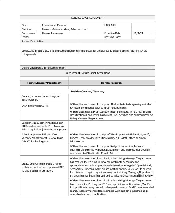 Service Level Agreement Template Sample Service Level Agreement 13 Examples In Word Pdf