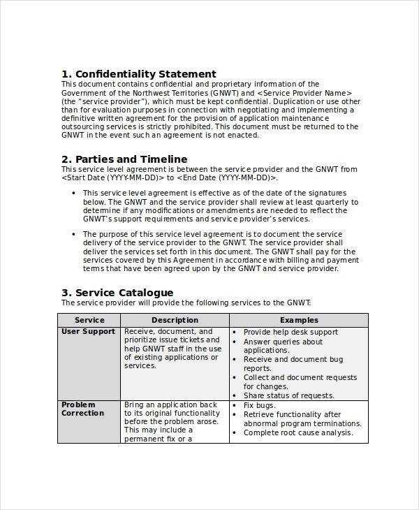 Service Level Agreement Template Service Level Agreement 22 Free Pdf Word Psd