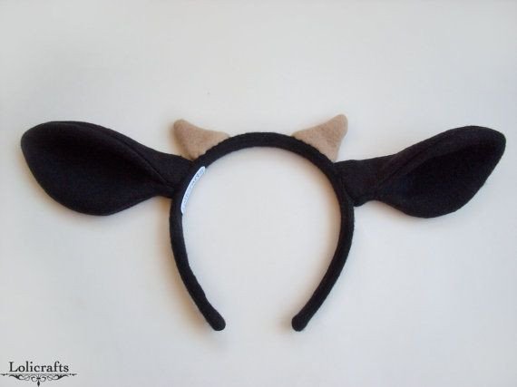 Sheep Ears Template A Hand Made Black Cow Ears Headband with Two Little Horns