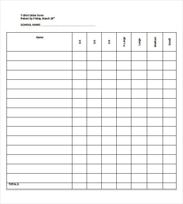 Shirt order form Template 28 Blank order Templates – Free Sample Example format