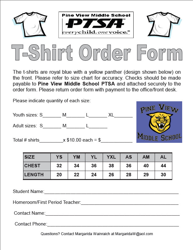 Shirt order form Template T Shirt order form Template