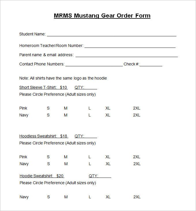 Shirt order form Templates T Shirt order form Template 26 Free Word Pdf format