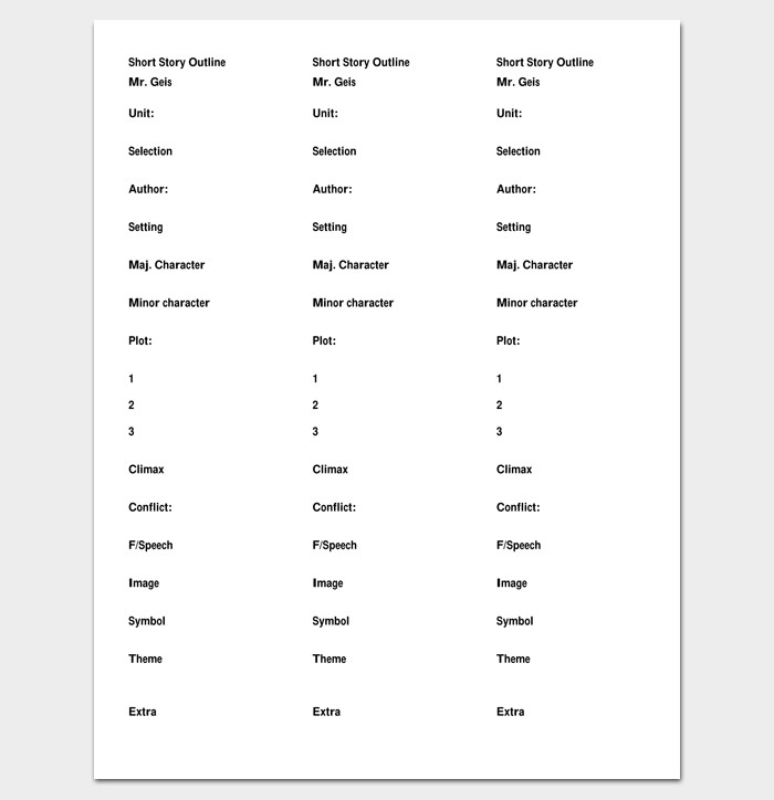 Short Story Outline Template Short Story Outline Template 7 Worksheets for Word Pdf