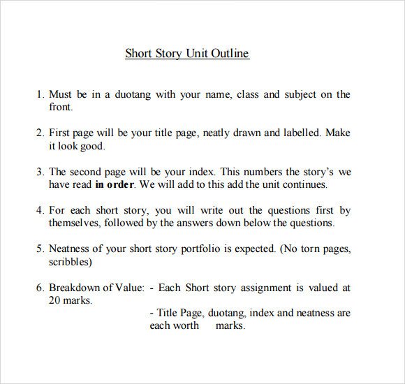 Short Story Outline Template Story Outline Sample 9 Documents In Pdf Word