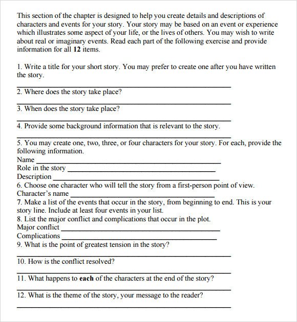 Short Story Outline Template Story Outline Sample 9 Documents In Pdf Word
