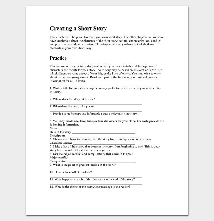 Short Story Outline Template Story Outline Template 15 for Word and Pdf format