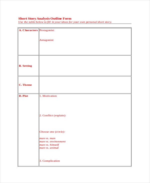Short Story Outline Template Story Outline Template 6 Free Word Pdf Document