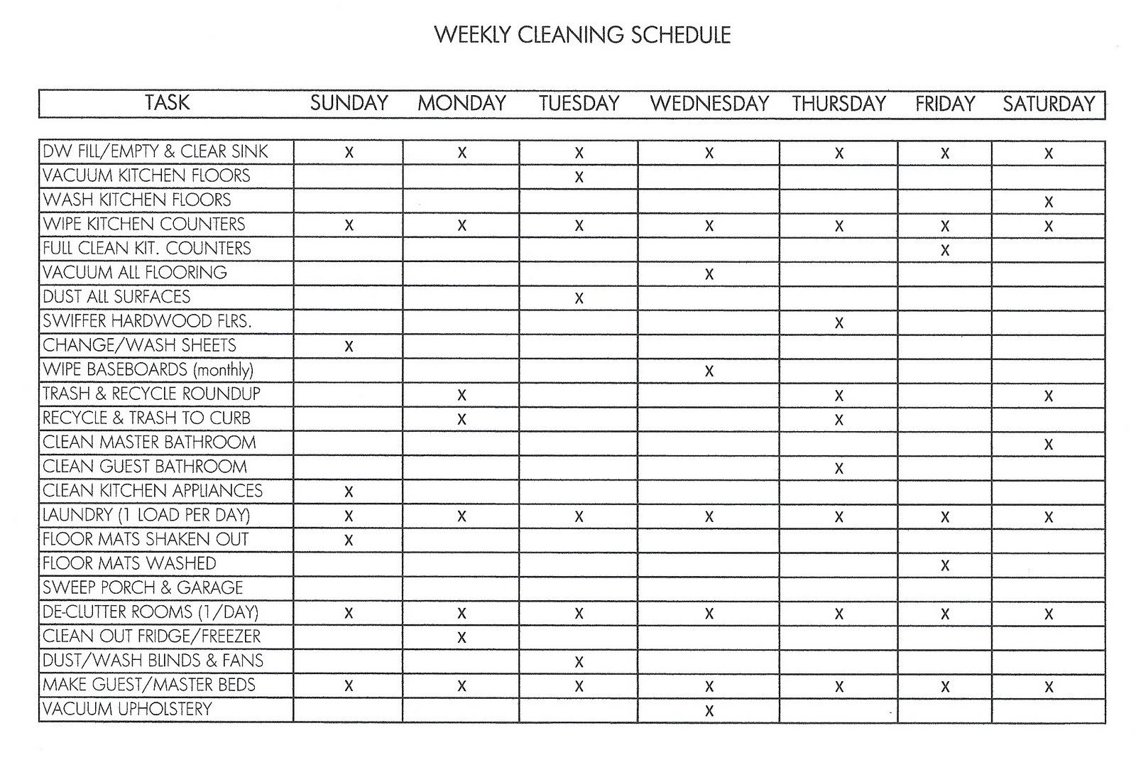 Shower Schedule Nursing Home the Classy Woman Cleaning House