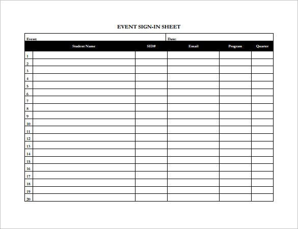 Sign In Sheet Template Doc Sample event Sign In Sheet 13 Documents In Pdf Word