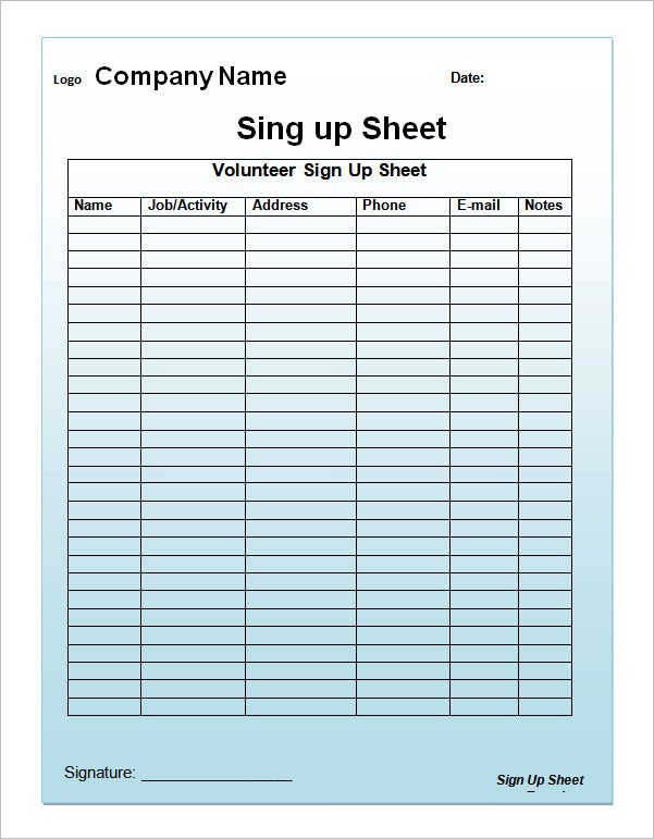 Sign Up Sheet Template Word 23 Sample Sign Up Sheet Templates Pdf Word Pages Excel