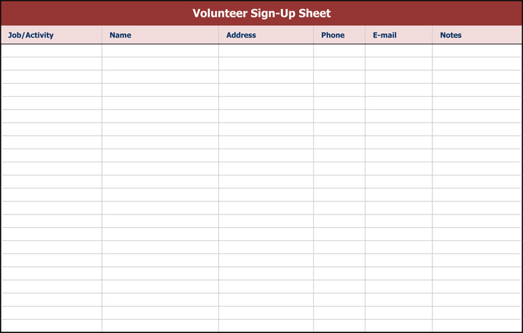 Sign Up Sheet Template Word 26 Free Sign Up Sheet Templates Excel &amp; Word