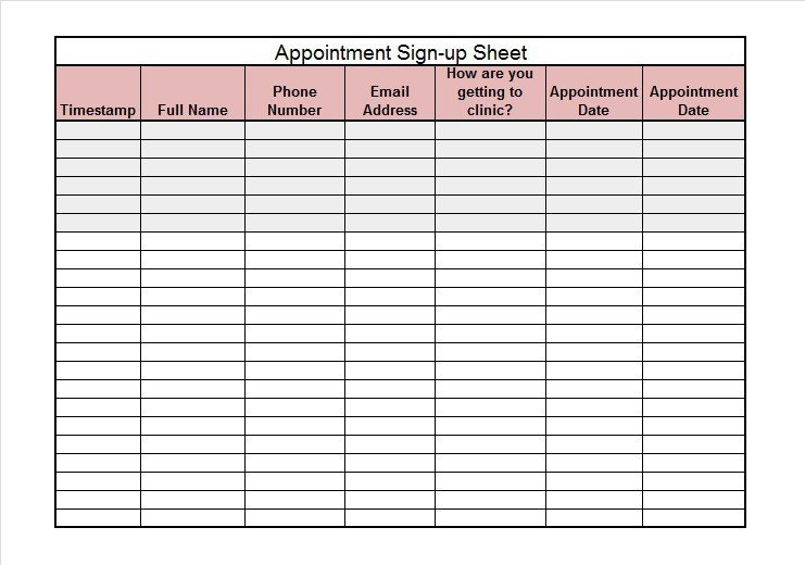 Sign Up Sheet Template Word 40 Sign Up Sheet Sign In Sheet Templates Word &amp; Excel