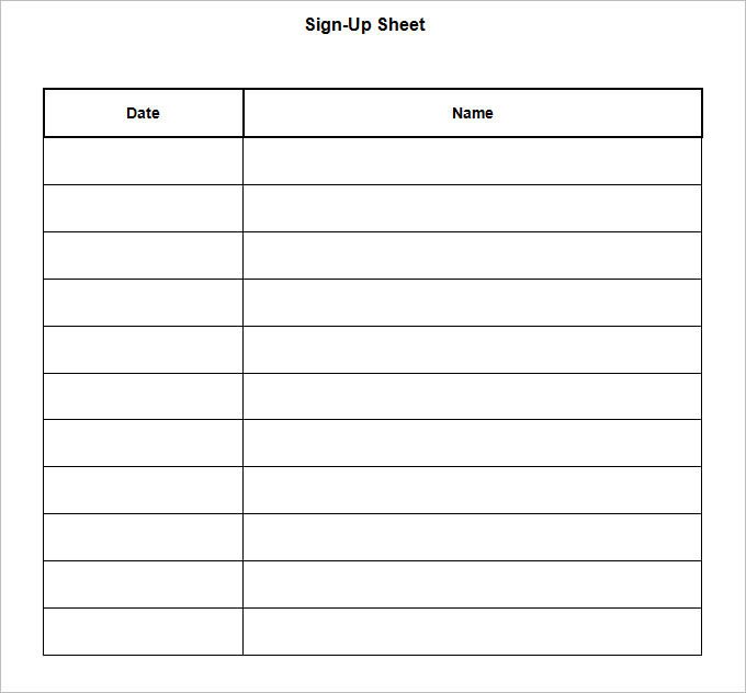 Sign Up Sheet Template Word Editable Sign Up Sheet