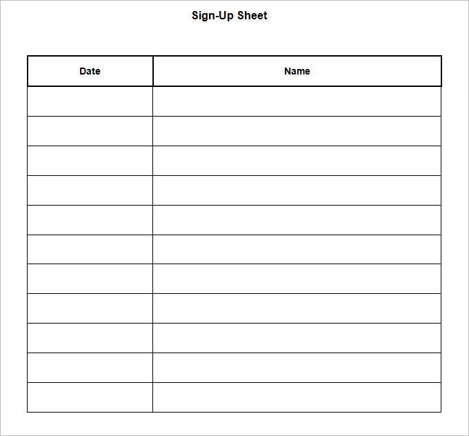 Sign Up Sheet Template Word Editable Sign Up Sheet