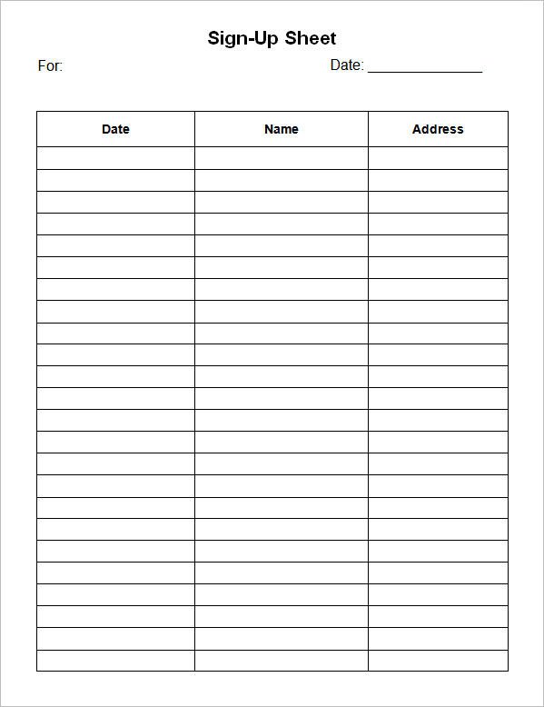 Sign Up Sheet Template Word Sign Up Sheet Template 13 Download Free Documents In