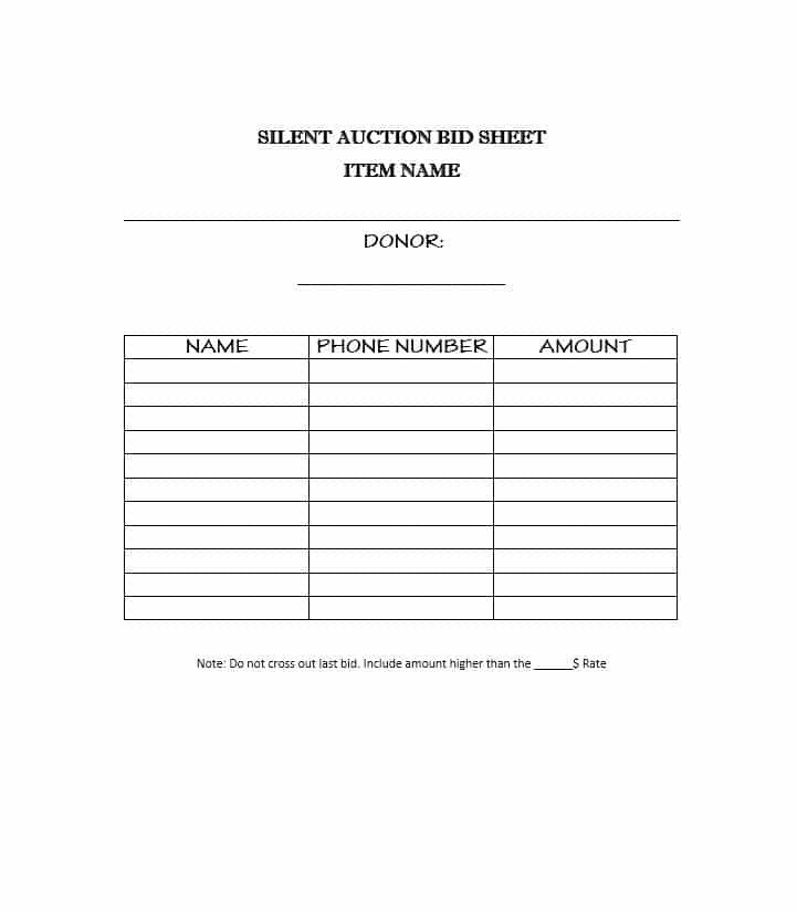Silent Auction Bid Sheet 40 Silent Auction Bid Sheet Templates [word Excel]