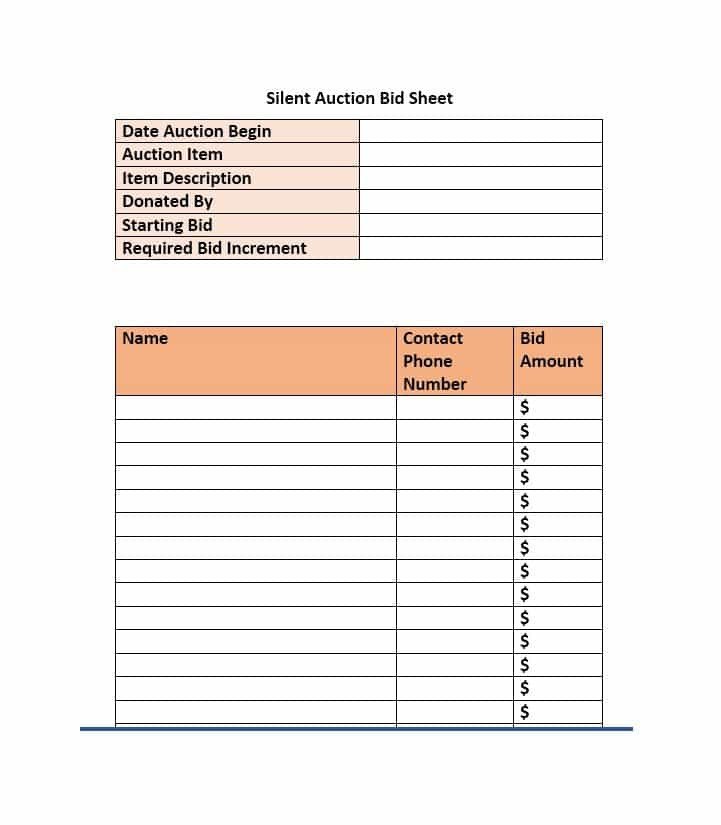Silent Auction Bid Sheet 40 Silent Auction Bid Sheet Templates [word Excel