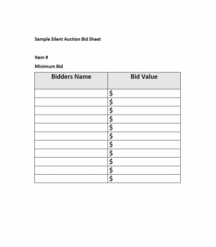 Silent Auction Bid Sheet Template 40 Silent Auction Bid Sheet Templates [word Excel