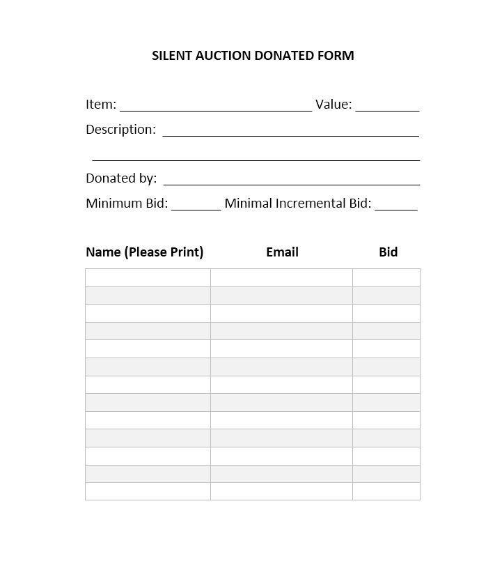 Silent Auction Bid Sheet Template 40 Silent Auction Bid Sheet Templates [word Excel]