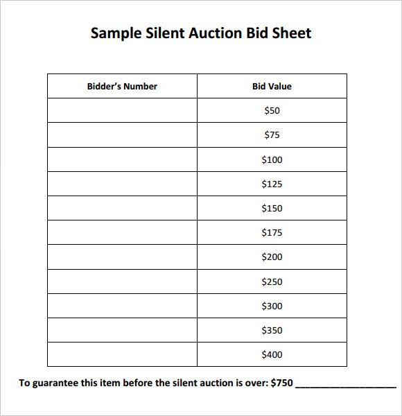 Silent Auction Bid Sheet Template Silent Auction Bid Sheet Template Pdf Free Download