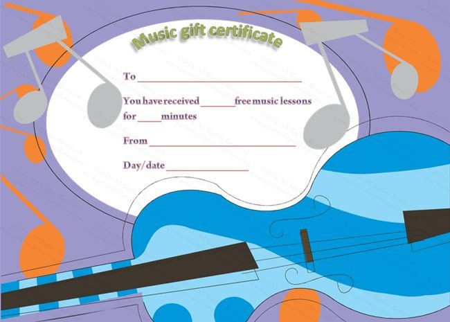 Silent Auction Gift Certificate Template Free Music Lessons Gift Certificate Template