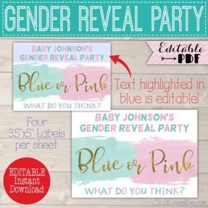 Silly String Gender Reveal Template Blue tooth Fairy Letter with Envelope