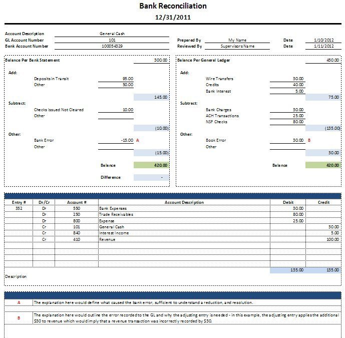 Simple Bank Reconciliation Template Free Excel Bank Reconciliation Template Download