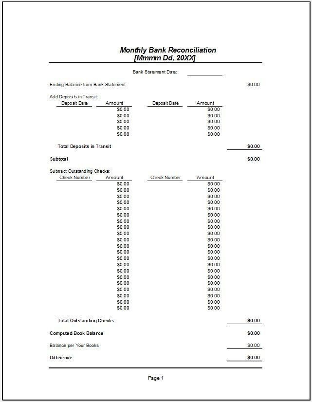 Simple Bank Reconciliation Template Monthly Bank Reconciliation Statement Template – Starters