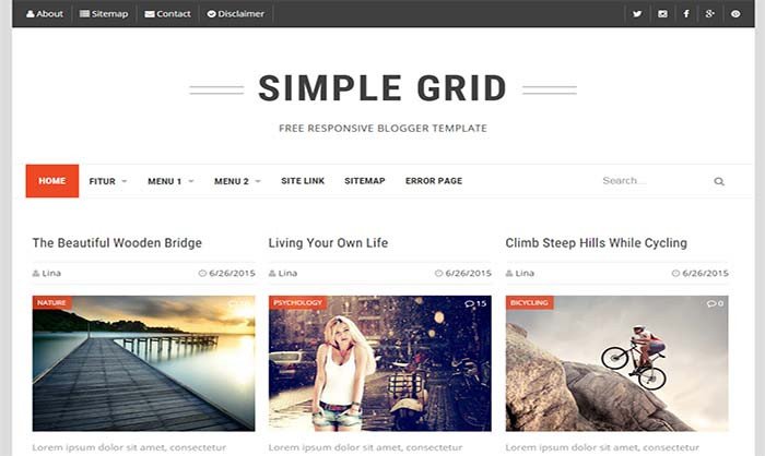 Simple Blogger Templates Free Simple Grid Responsive Blogger Template