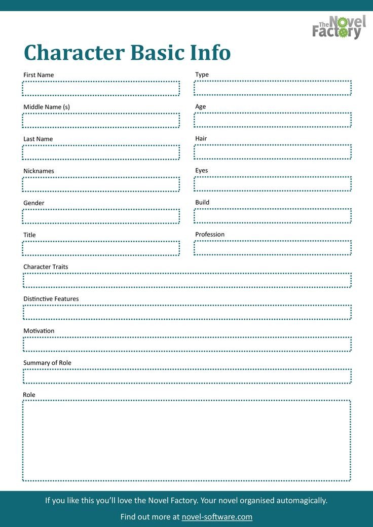 Simple Character Bio Template Character Basic Profile Worksheet A Free Able