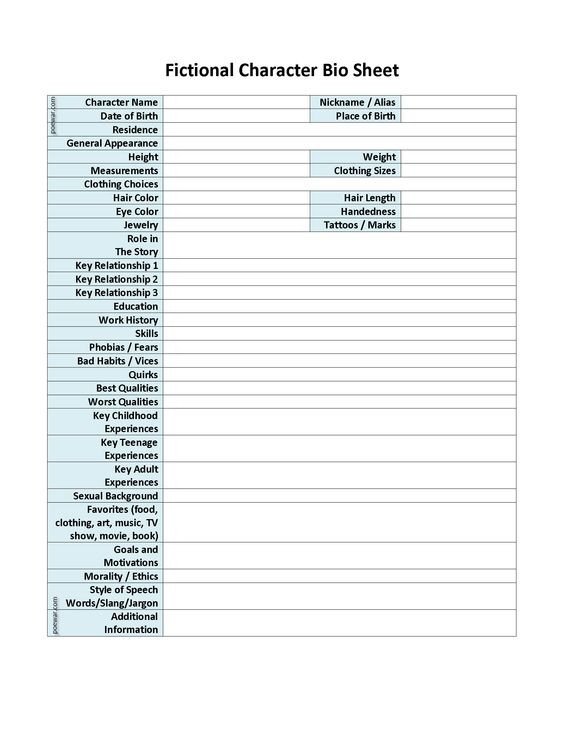 Simple Character Bio Template Character Bio Template