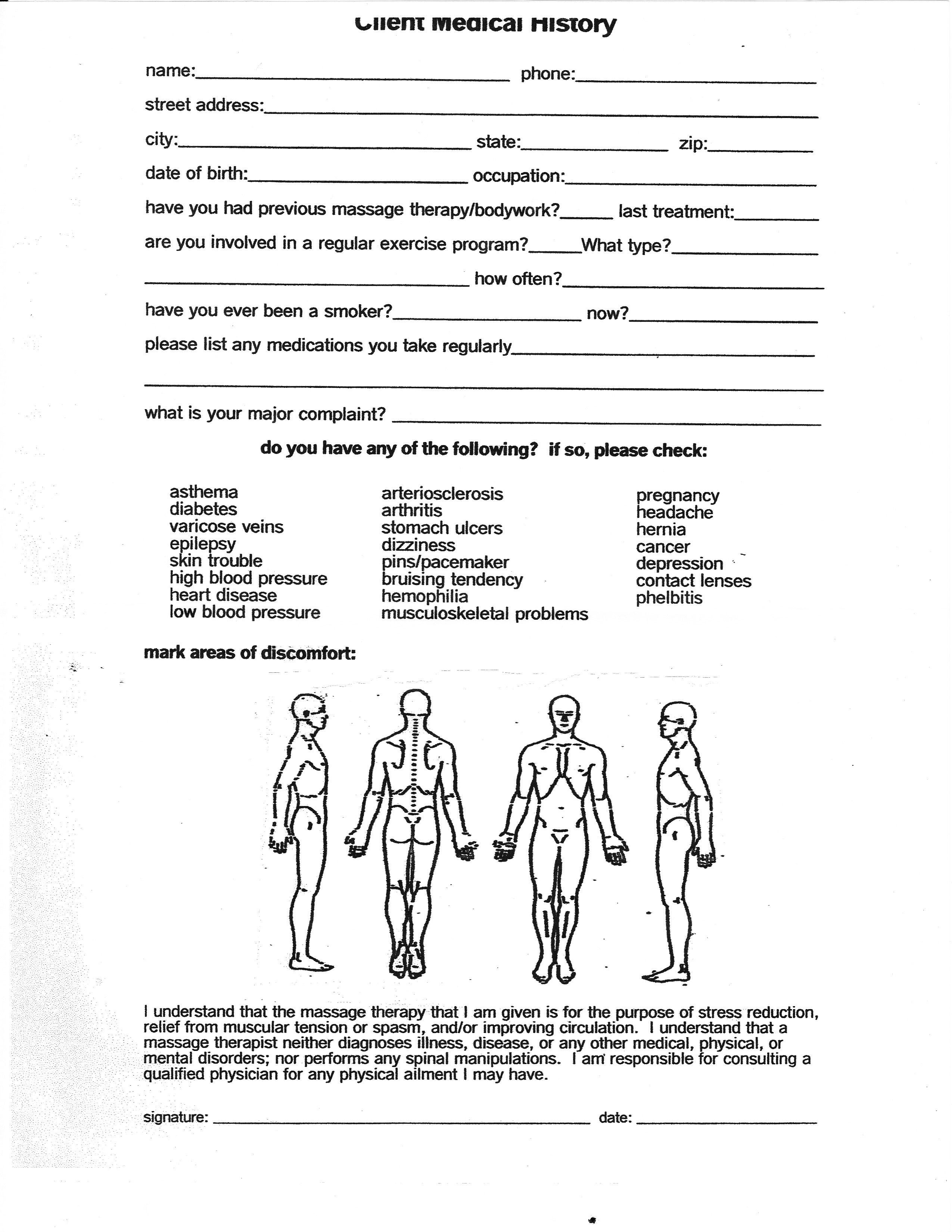 Simple Massage Intake form Massage therapy Consent forms Free Google Search