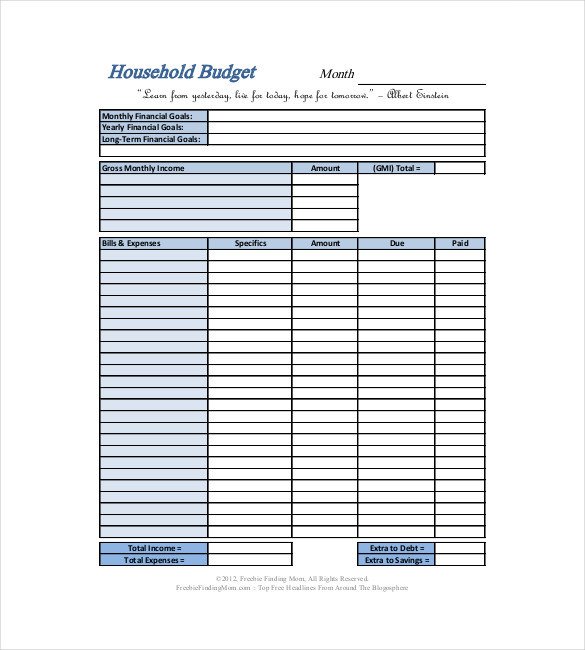 Simple Personal Budget Template 13 Household Bud Templates Free Sample Example