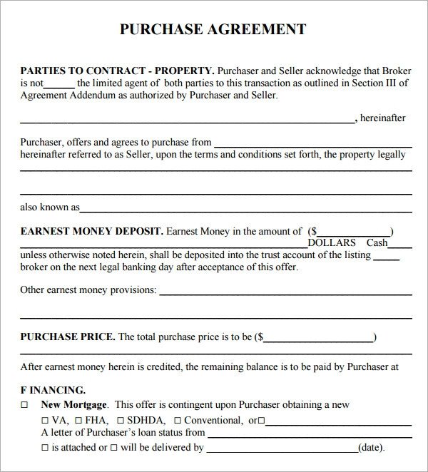 Simple Purchase Agreement Template Purchase Agreement 15 Download Free Documents In Pdf Word