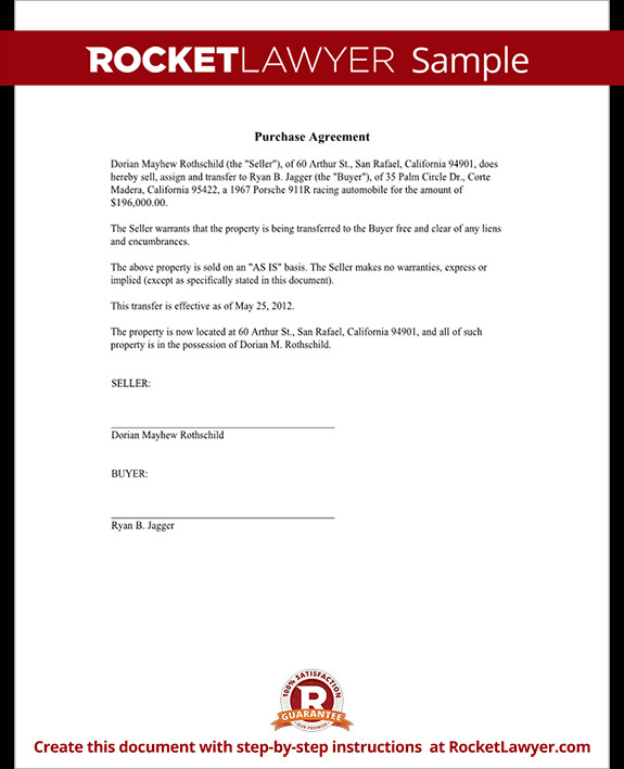 Simple Purchase Agreement Template Purchase Agreement Template Sale Agreement form