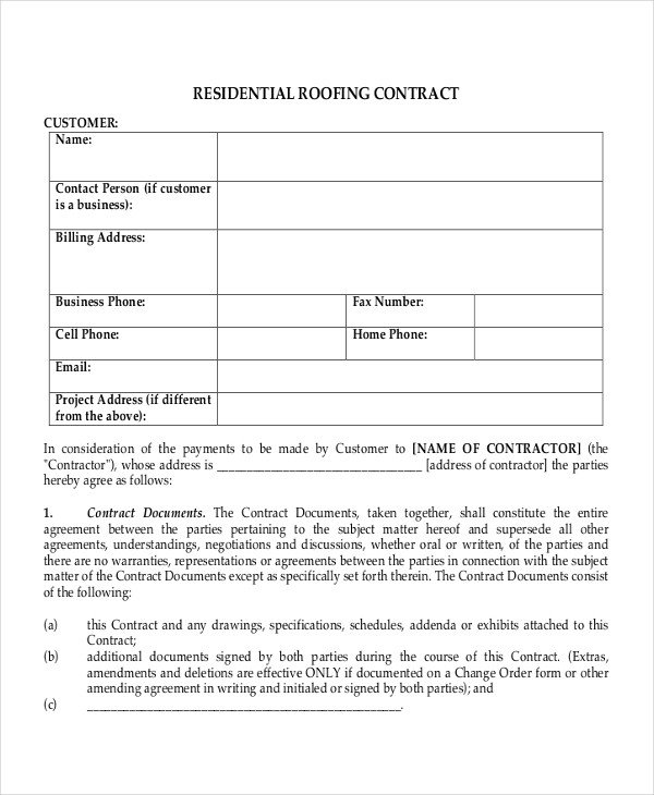 Simple Roofing Contract Template 33 Contract Templates Word Docs Pages