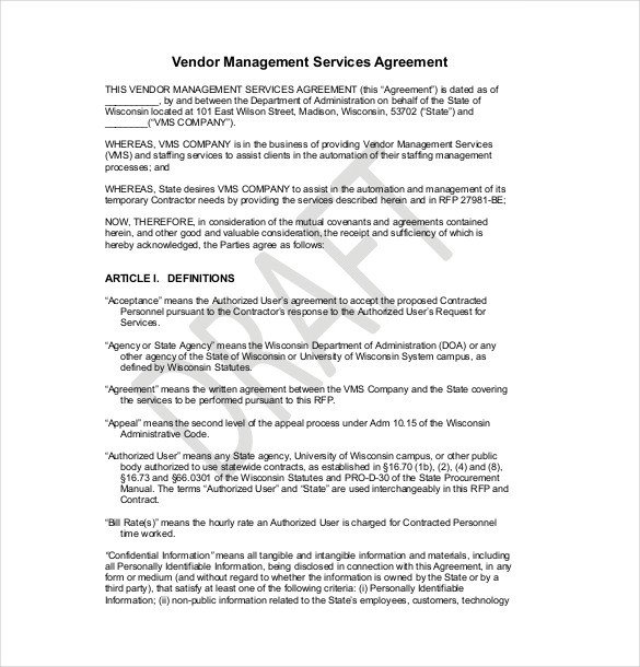 Simple Vendor Agreement Template 27 Sample Vendor Agreement Templates Pdf Doc