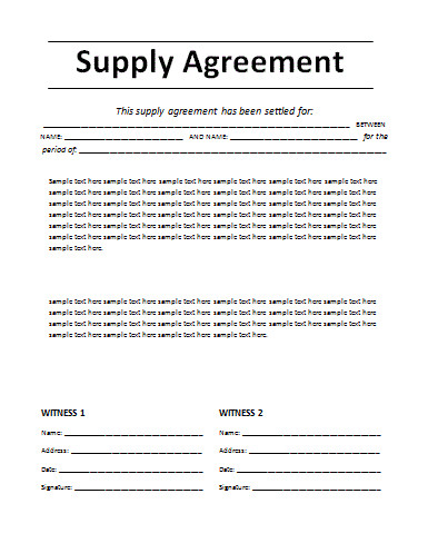 Simple Vendor Agreement Template Free Supply Agreement Template