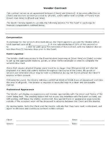 Simple Vendor Agreement Template Simple Vendor Agreement Template – Viabcp