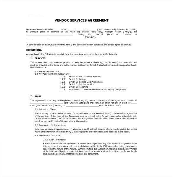 Simple Vendor Agreement Template Vendor Agreement Template – 28 Free Word Pdf Documents
