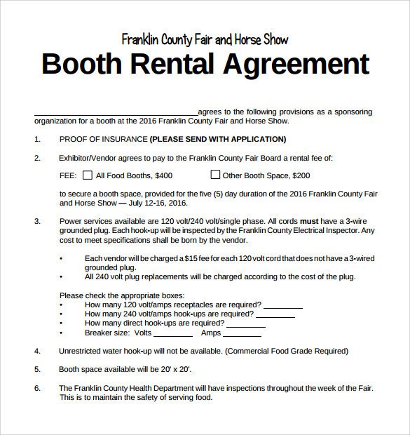 Simple Vendor Agreement Template Vendor Booth Contract