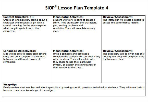 Siop Lesson Plan Template 1 8 Siop Lesson Plan Templates Download Free Documents In