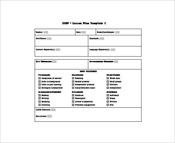Siop Lesson Plan Template 1 Editable Lesson Plan Template Pdf – Weekly Lesson Plan
