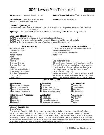 Siop Lesson Plan Template 1 Lesson Plan Earth Science astronomy Act Esl