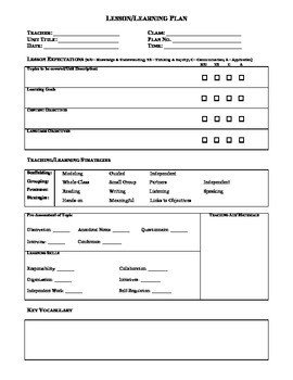 Siop Lesson Plan Template 1 Siop Lesson Plan Template by Martina S Material