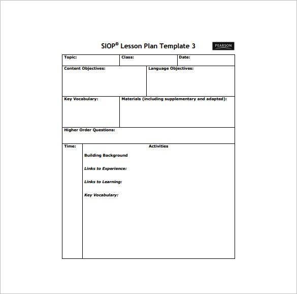 Siop Lesson Plan Template 2 Template Gallery Page 2