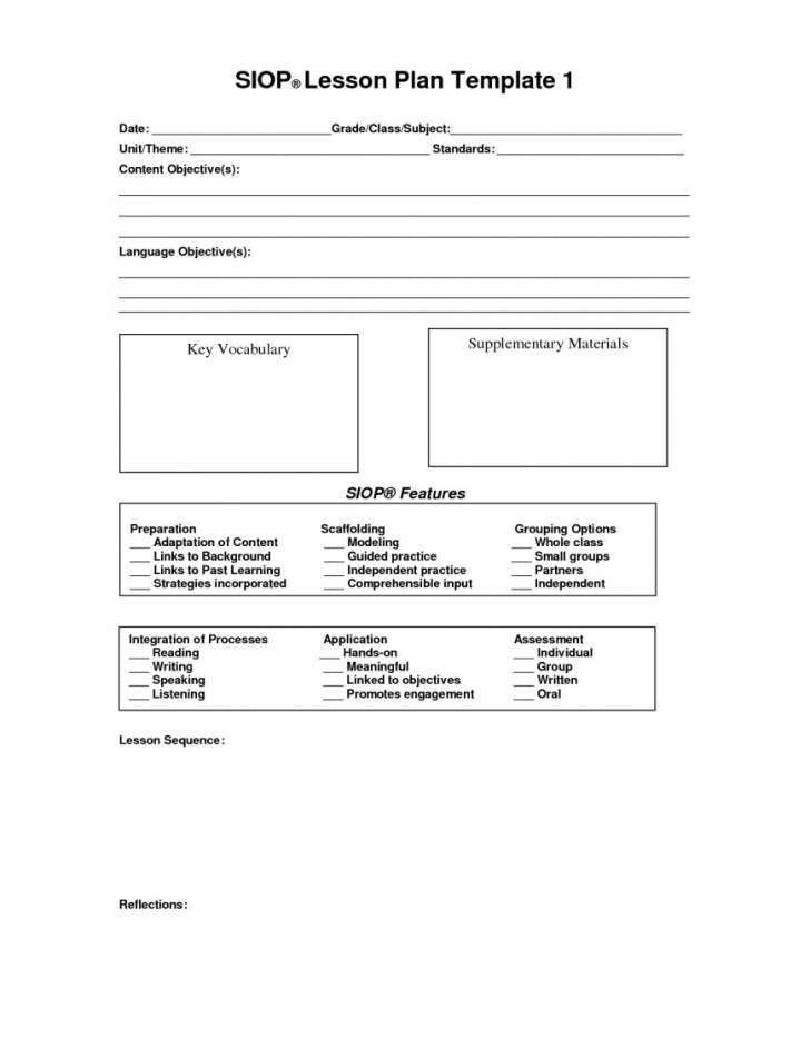 Siop Lesson Plan Template Siop Lesson Plan Template 3 Example Flirtyco