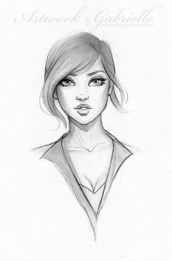 Sketch Of Girl Face original Marker Drawing