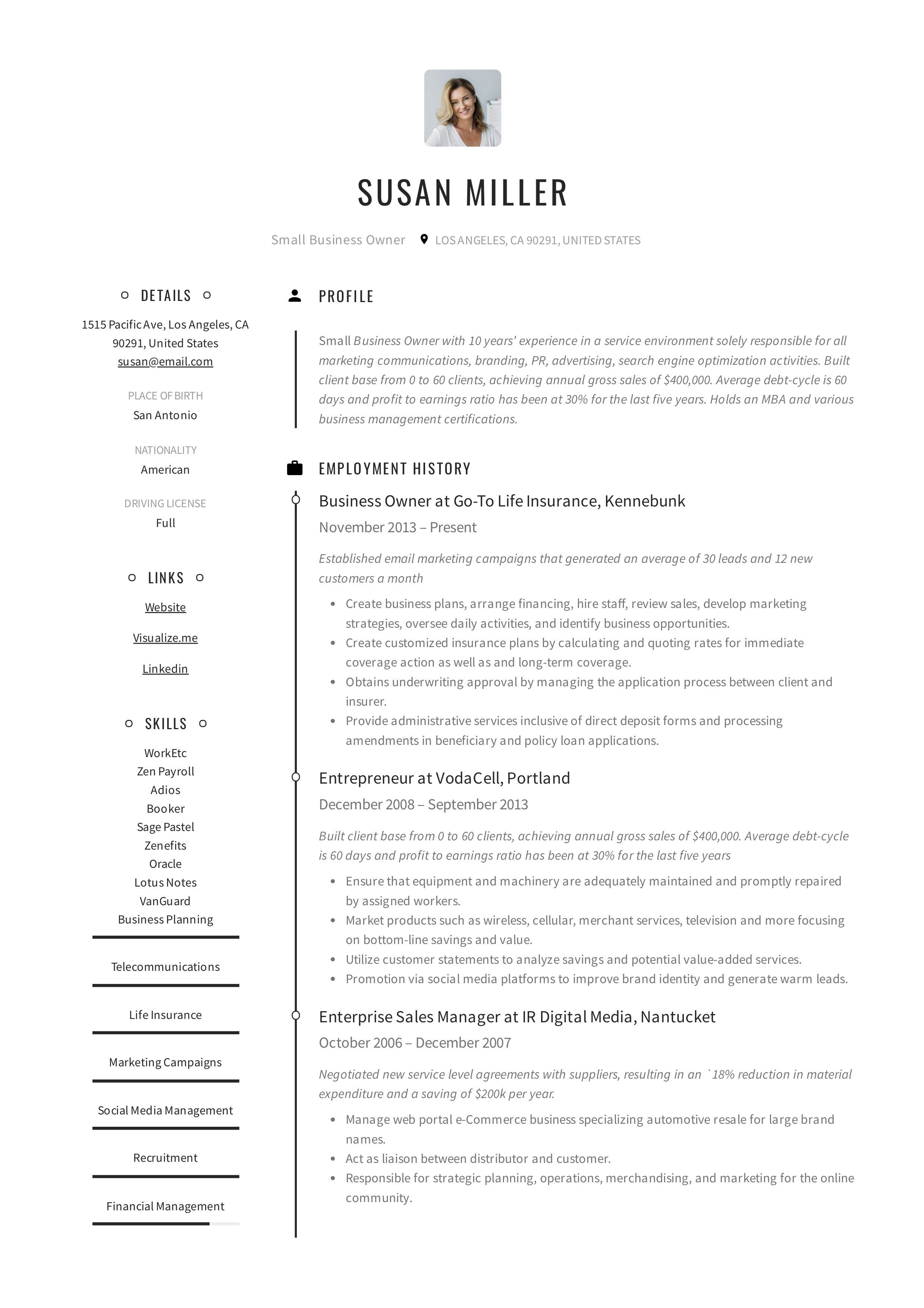 Small Business Owner Resume Small Business Owner Resume Guide 12 Examples Pdf